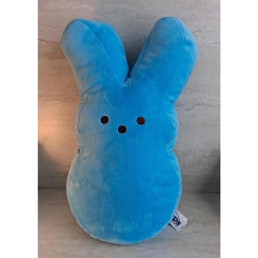 Large Peeps Blue Bunny Rabbit Plush Stuffed Pillow Toy Just Born Easter 15"
